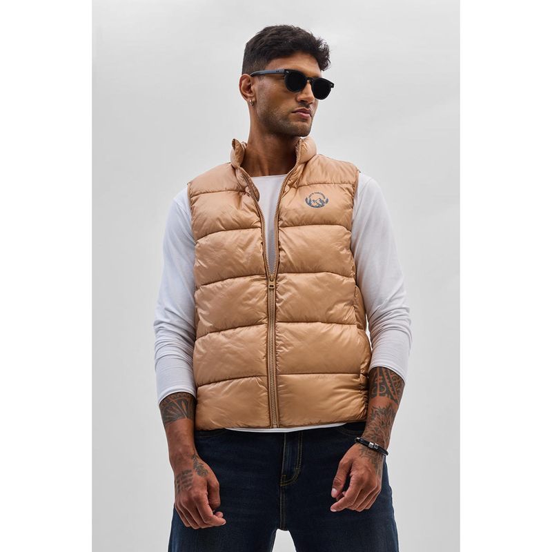 Snitch Beige Sleeveless Puffer Vest Jacket (XL)