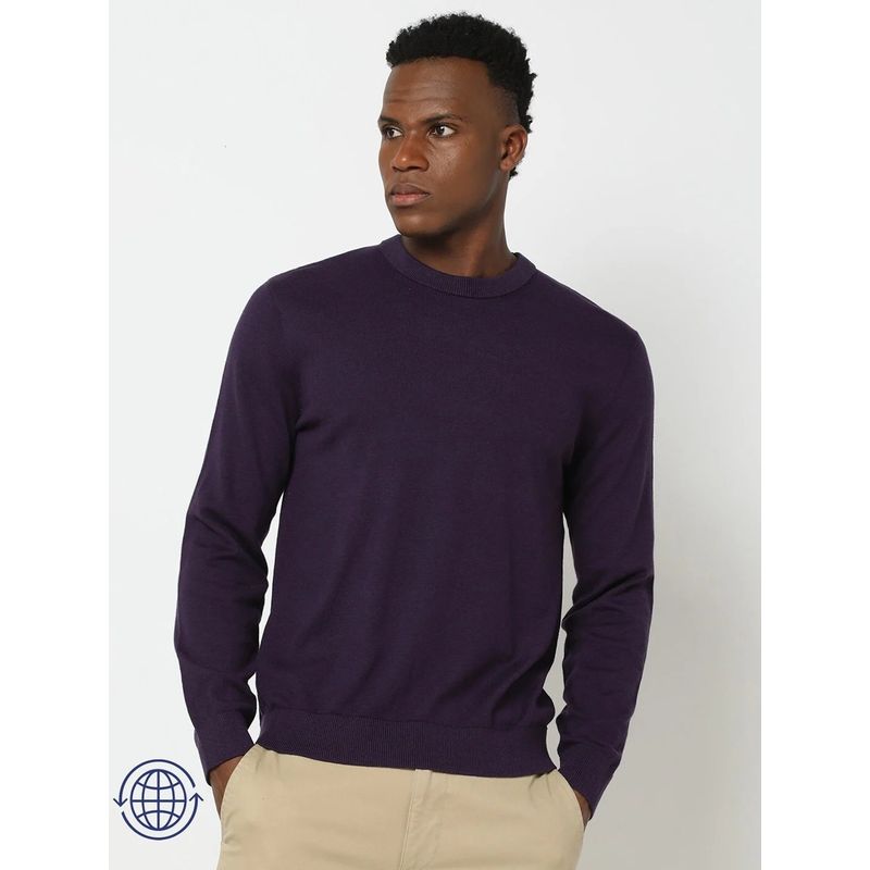 GAP Purple Solid Regular Fit Sweater (S)