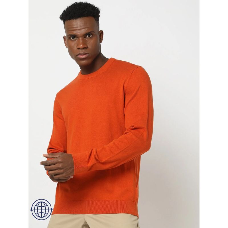 GAP Orange Solid Regular Fit Sweater (XS)