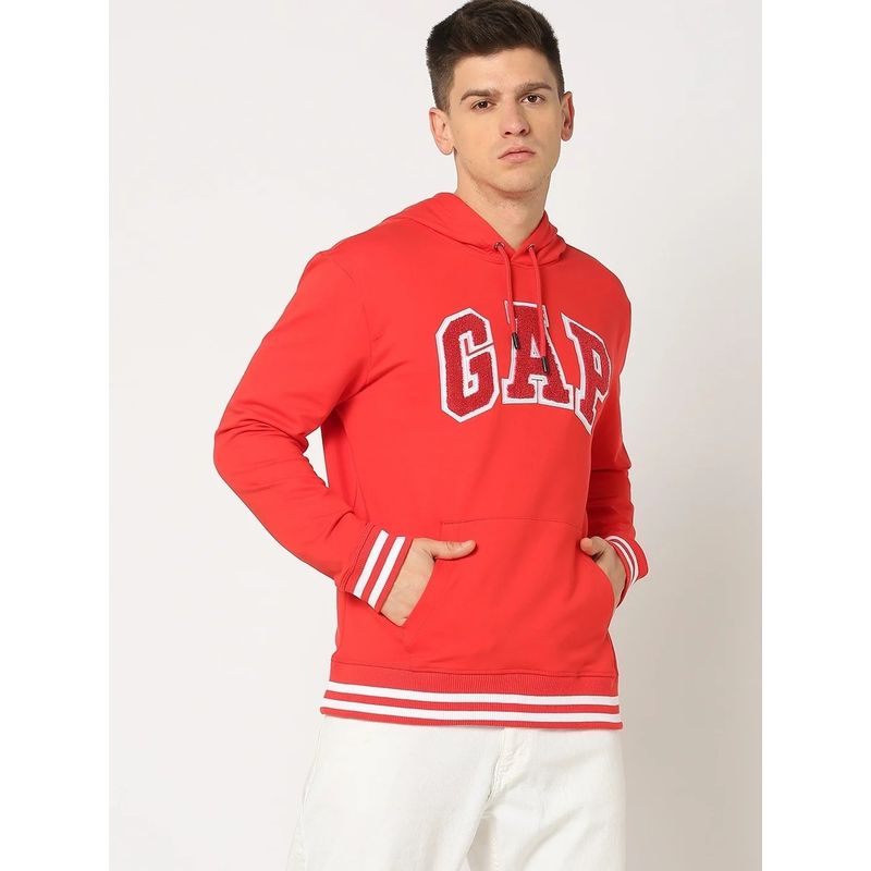 GAP Red Solid Regular Fit Hoodie (L)