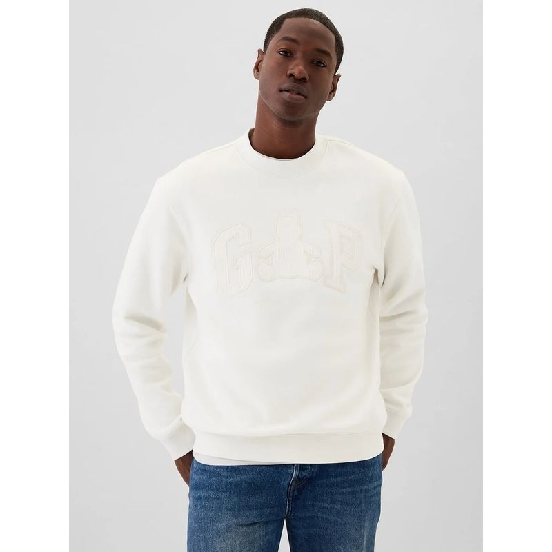 GAP White Embroidered Regular Fit Sweatshirt (XS)