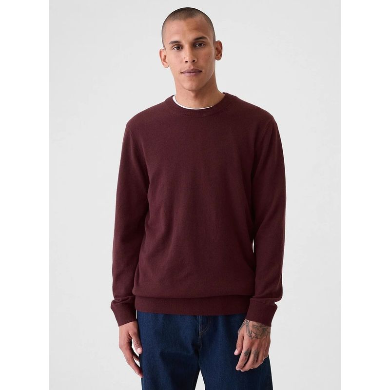 GAP Burgundy Solid Regular Fit Sweater (XL)