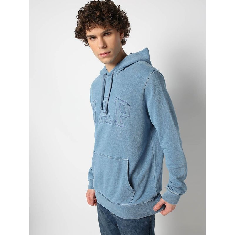 GAP Blue Solid Regular Fit Hoodie (S)