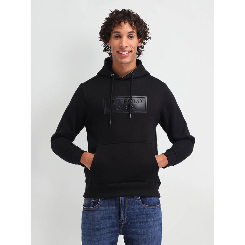 U.S. Polo Assn. Denim Co. Black Solid Regular Fit Hoodie (S)