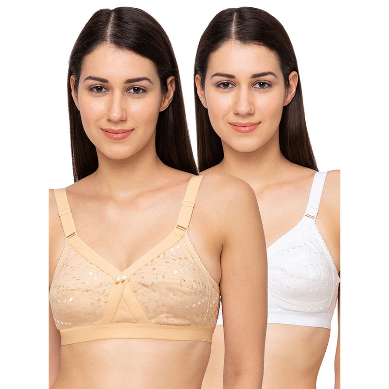 Juliet Womens Non Padded Non Wired Bra Combo Chandni Skin White (38C)