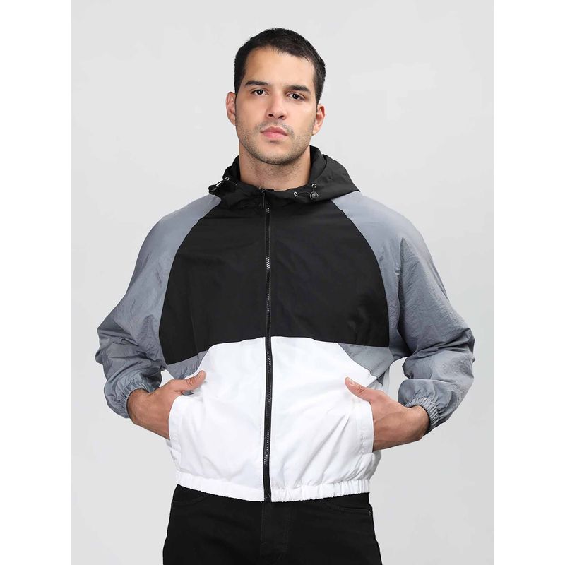 CHKOKKO Men Black Polyester Stylish Zipper Winter Sports Jacket (2XL)