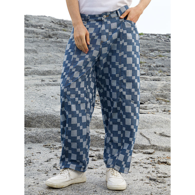 Campus Sutra Men'S Indigo Blue Cubic Straight-Fit Denim Jeans (36)