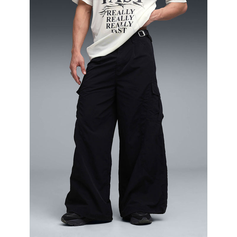 Puma Black Solid Oversized Fit Trackpant (XL)