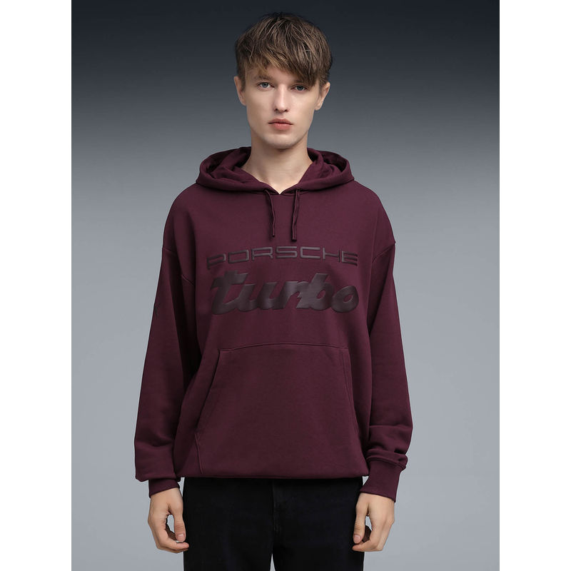 Puma Wine Solid Relaxed Fit Hoodie (M)