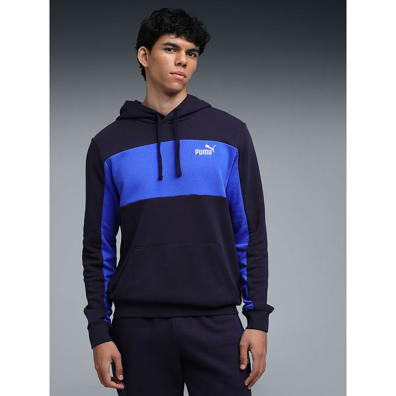 Puma Blue Colorblock Regular Fit Hoodie (M)