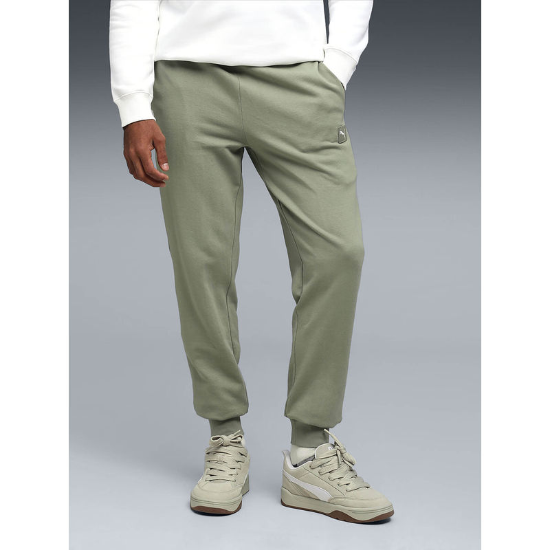 Puma Green Solid Relaxed Fit Joggers (XS)