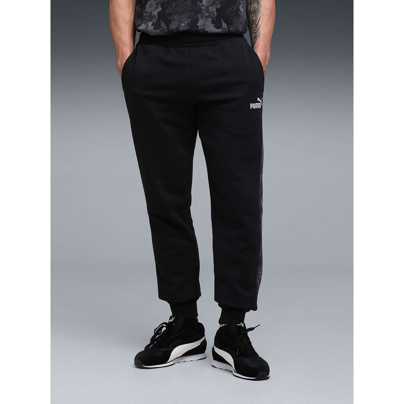 Puma Black Printed Regular Fit Joggers (XS)