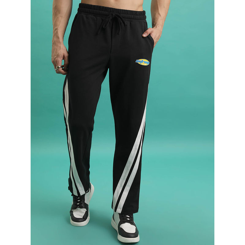 HIGHLANDER Black Colorblock Relaxed Fit Trackpant (32)