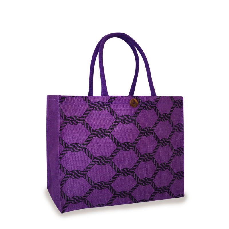 Buy Earth Bags Handbags PRINTED JUTE SHOPPER WITH LOOP CLOSURE Online