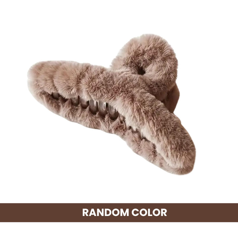 Matra Large Fur Hair Claw Clips, Soft Furry Clutcher, Korean Accessories faux fleece - 2 pcs