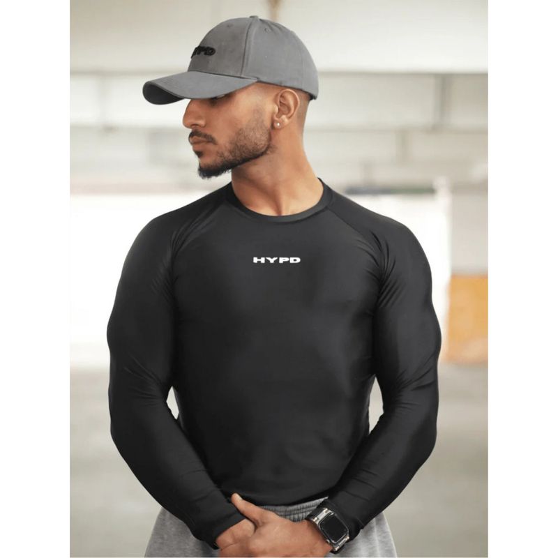 HYPD Stealth Men Body Fit Compression Sports and Gym Black T-Shirt (XL)