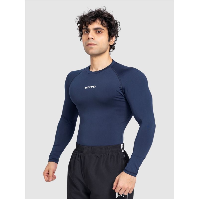 HYPD Stealth Men Body Fit Compression Sports and Gym Navy Blue T-Shirt (XS)