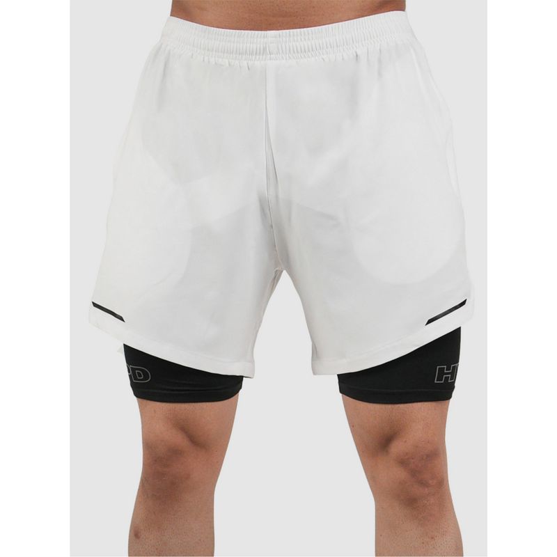 HYPD Velocity Men White 2 In 1 Mid Rise Training Shorts (XS)