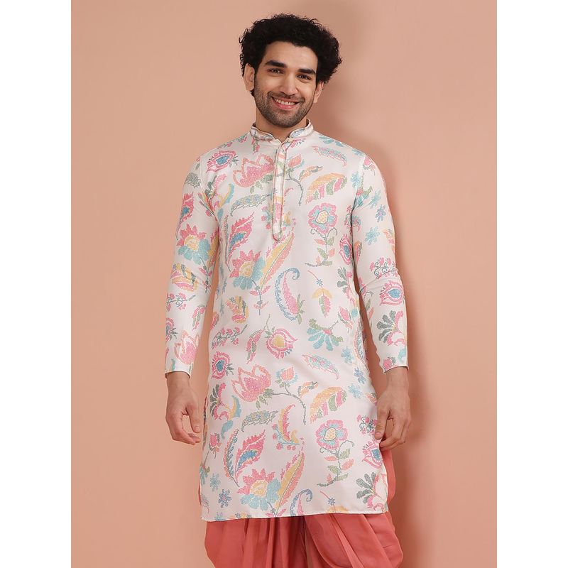 KISAH Men Multi Coloured Printed Cotton Blend Kurta with Abstract Print (38)