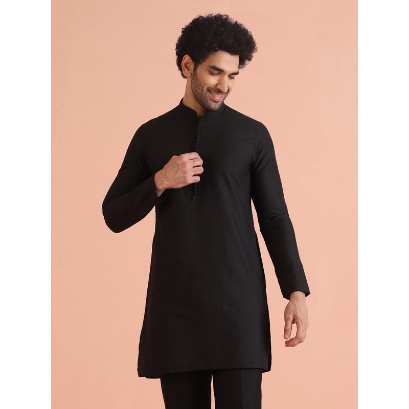 KISAH Men Black Kurta (L)