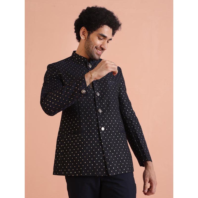 KISAH Men Navy Blue Bandhgala (S)