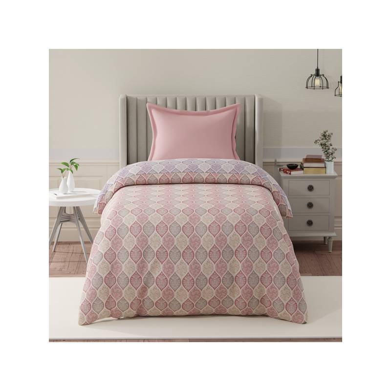 Boutique Living Embrace Cotton Pink & Purple Floral Reversible Comforter (Single)