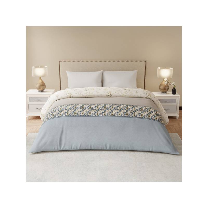 Boutique Living Valatia Cotton Grey Floral Reversible Comforter (Double)