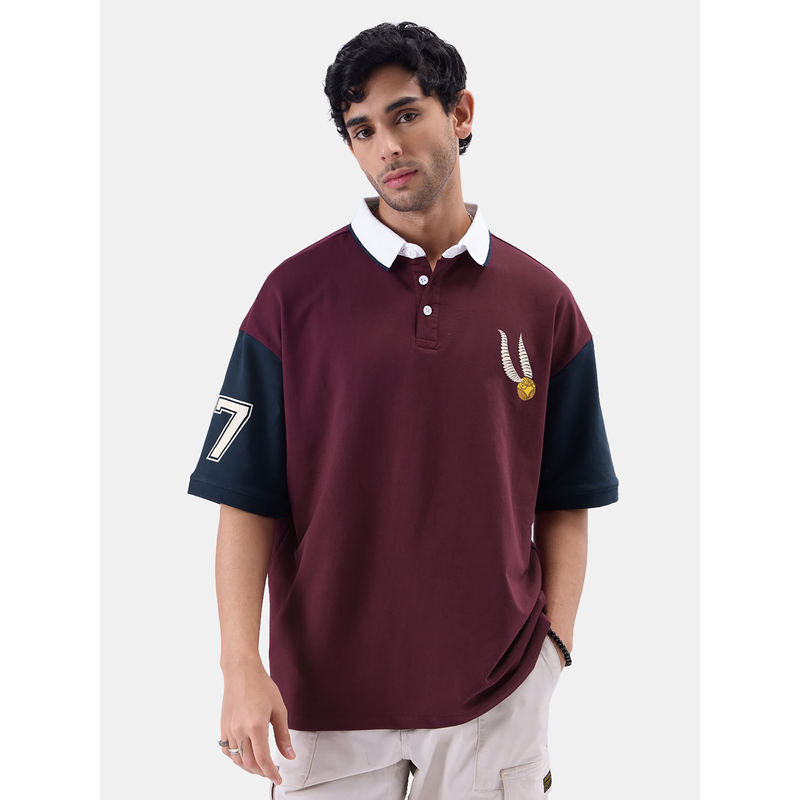 The Souled Store Harry Potter Snitch 07 Oversized Polo T-Shirt (M)