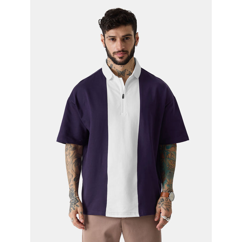 The Souled Store Multi Color Oversized Colorblock Polo T-Shirt (L)