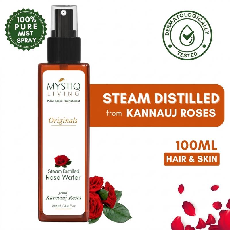 Mystiq Living Rose Water Spray For Face Steam Distilled Pure Organic Gulabari From Kannauj