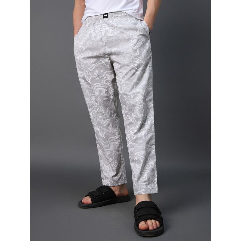 Bewakoof Men's Grey All Over Printed Pyjamas (M)