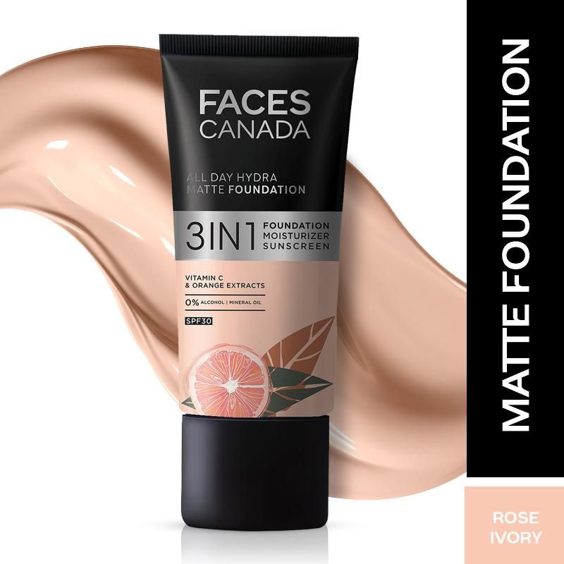 Faces Canada 3 In 1 All Day Hydra Matte Foundation - Rose Ivory 011