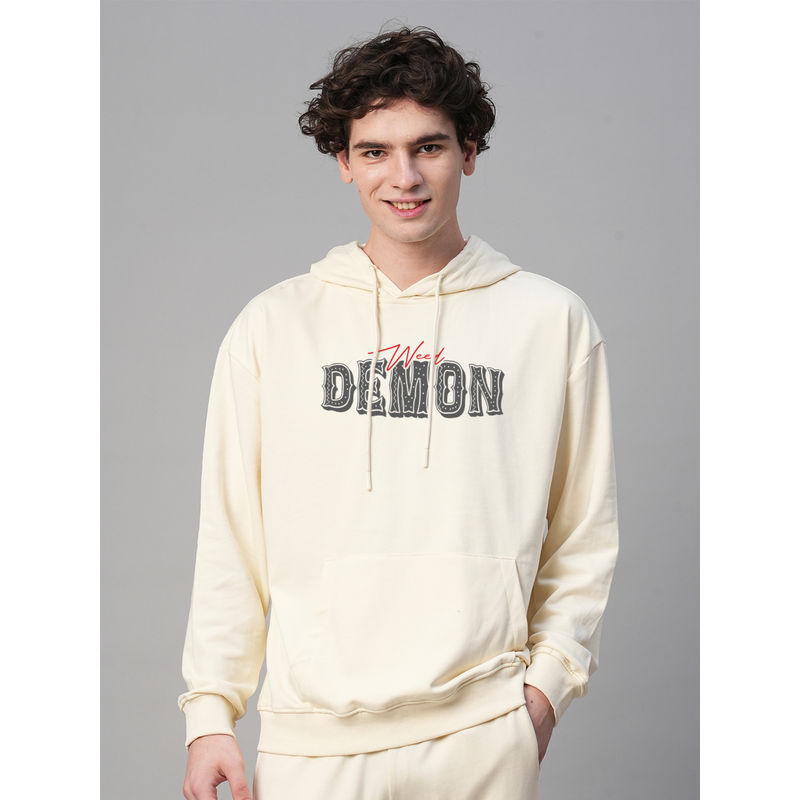 PRONK Weed Demon Off White Drop Shoulder Premium Terry Hoodie (S)