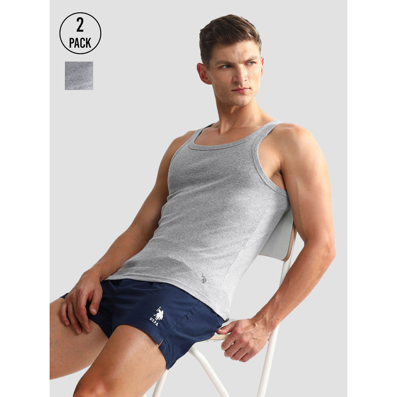 U.S. POLO ASSN. Pure Cotton Ev006 Vest (Pack of 2) (M)