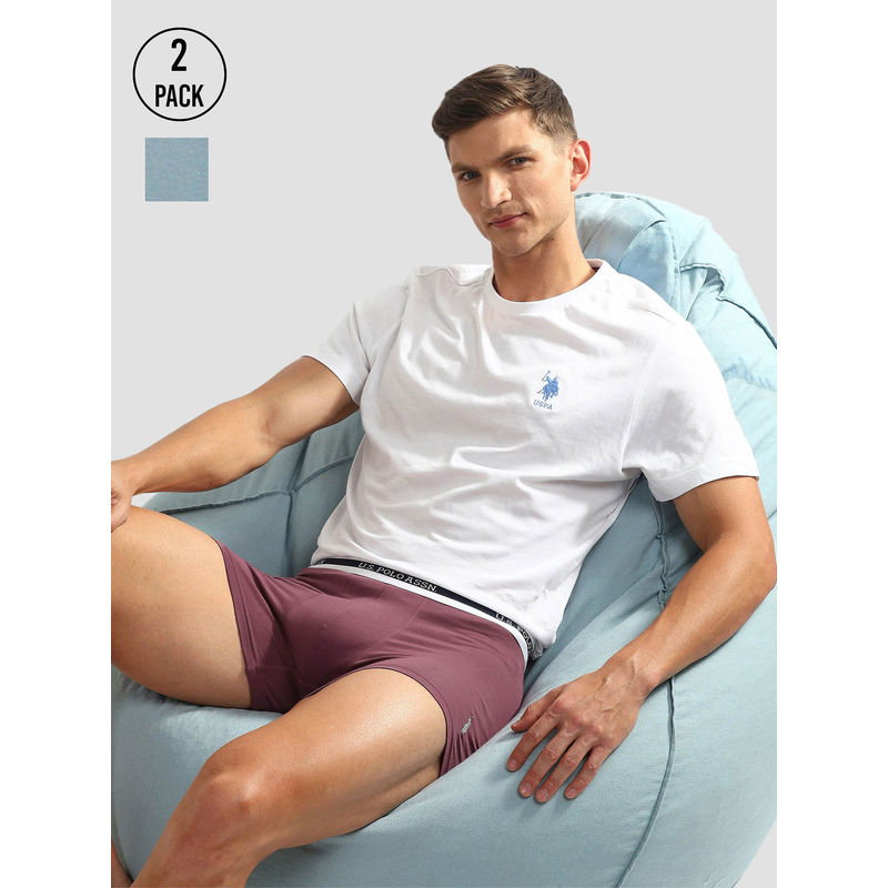 U.S. POLO ASSN. Elastic Waistband Ribbed Solid Oet09 Trunks (Pack of 2) (M)