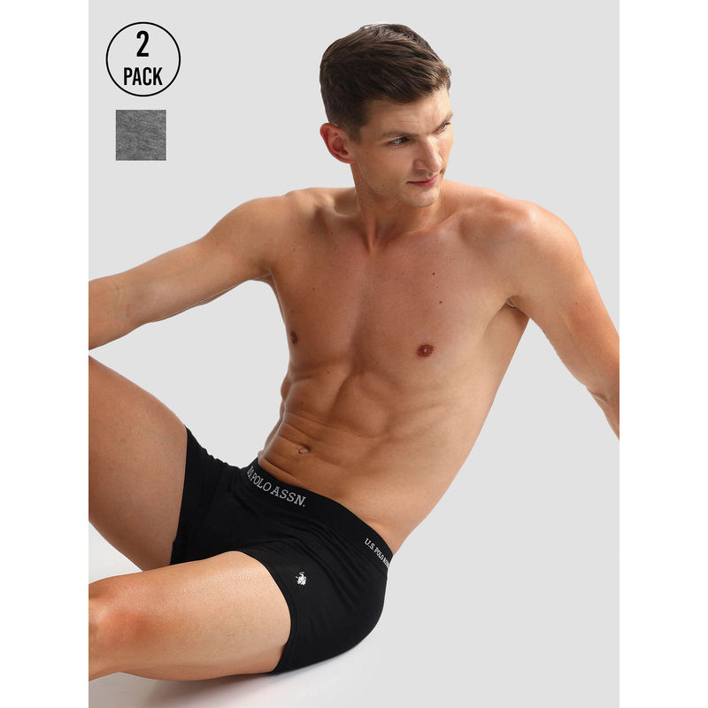 U.S. POLO ASSN. Elastic Waistband Ribbed Solid Oet011 Trunks (Pack of 2) (XL)
