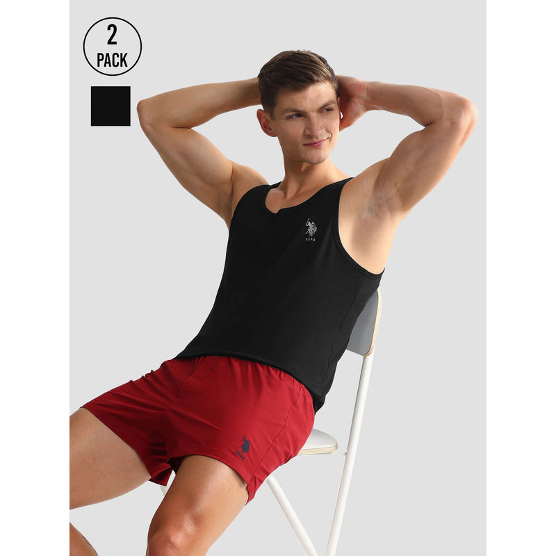 U.S. POLO ASSN. Solid Cotton Oev05 Vest (Pack of 2) (L)