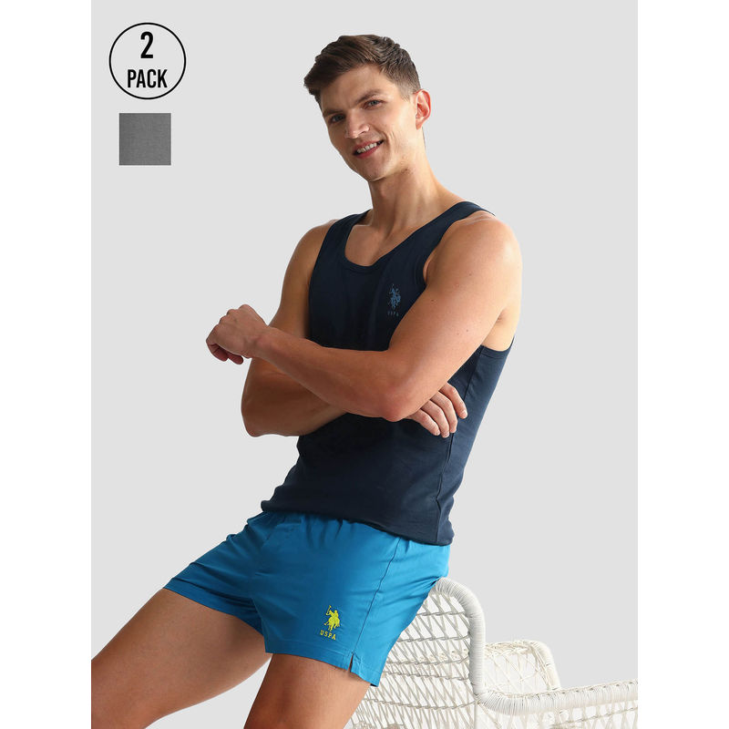 U.S. POLO ASSN. Solid Cotton Oev05 Vest (Pack of 2) (L)