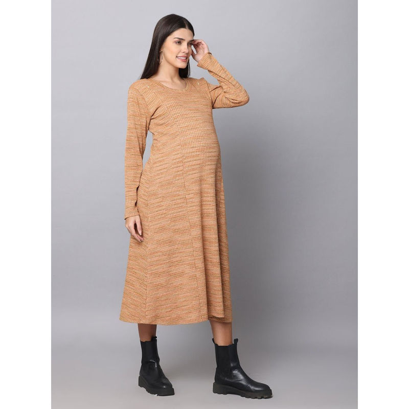 The Mom Store Marmalade Ribbed Maternity Dress with Nursing (2XL)