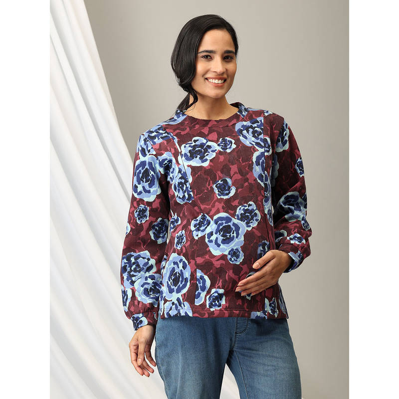 The Mom Store Wildflower Whimsy Maternity and Nursing Sweatshirt (S)