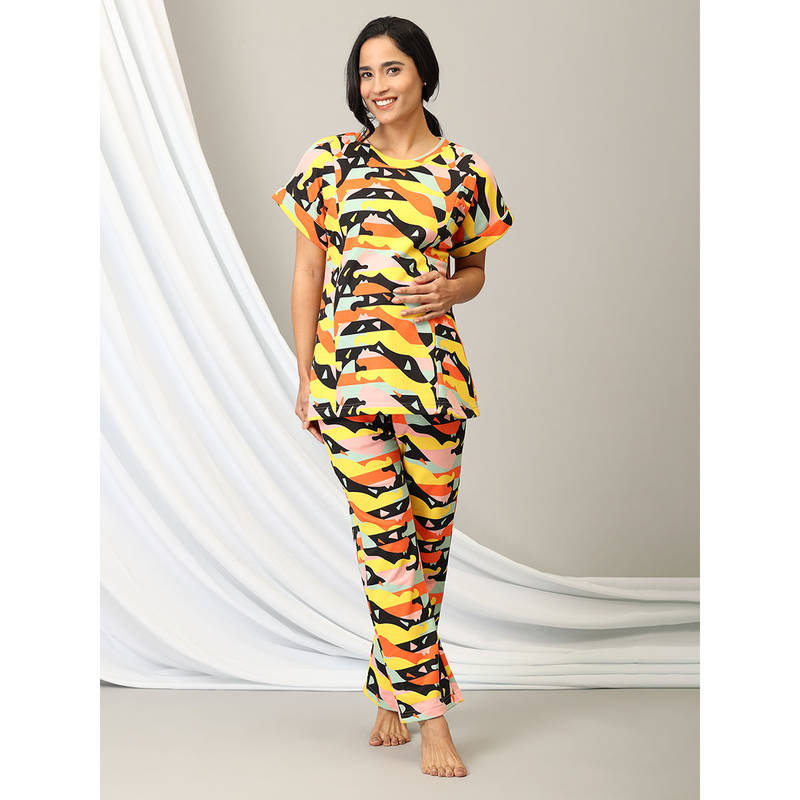 The Mom Store Hue Haven Maternity and Nursing Sweatshirt Co- Ord (Set of 2) (M)