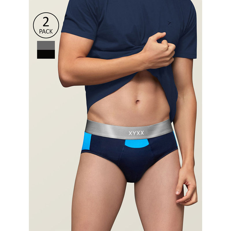 XYXX Ultra Soft Antimicrobial Micro Modal Briefs for Men (Pack of 2) - Multi-Color (L)