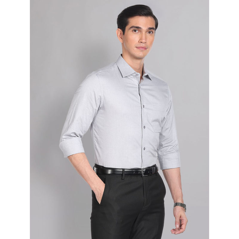 AD By Arvind Oxford Solid Formal Shirt Grey (40)