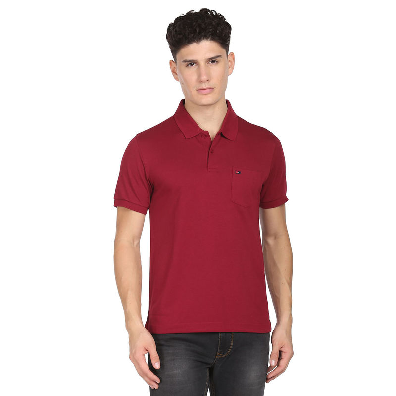AD By Arvind Chest Pocket Easy Polo Shirt Red (M)
