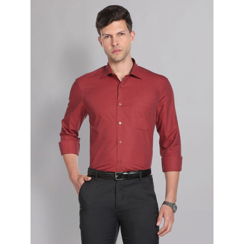 AD By Arvind Cutaway Collar Solid Cotton Formal Shirt Red (39)