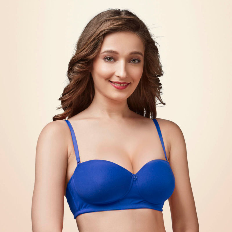 Trylo Nina Women Detachable Strap Non Wired Padded Bra - Blue (36B)