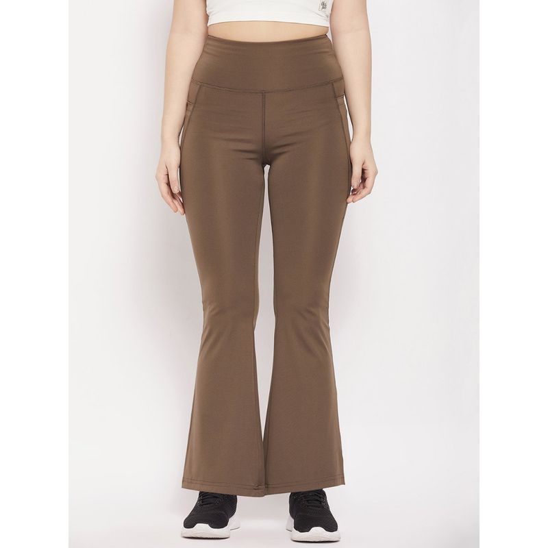 Athlisis Women Olive Quick Dry Flare pants (2XL)