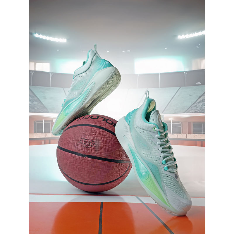 Xtep Mens Round Toe Lace-Ups Basketball Shoes Sea Green (EURO 41)