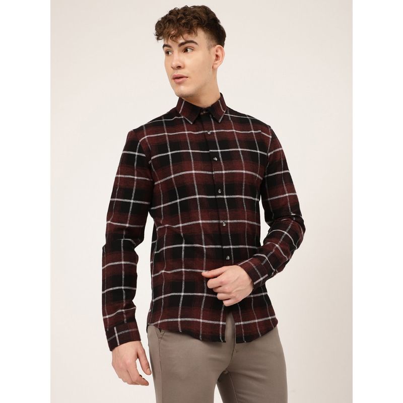 LINDBERGH Men Burgundy Checked Shirt (38)