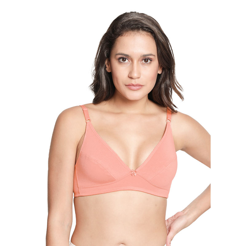 Shyaway Susie Everyday Wirefree 3/4th Coverage Non-Padded Plunge Bra-Orange (30C)